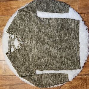 NWOT Poof Women's Green Sweater with Lace-Up detail in back